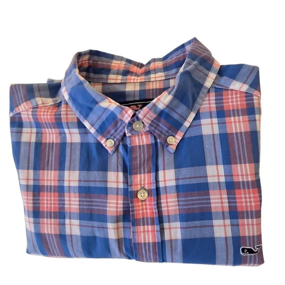 Vineyard Vines Mens Plaid Cotton Button Down Whale Shirt Multicolor Large - Picture 7 of 7